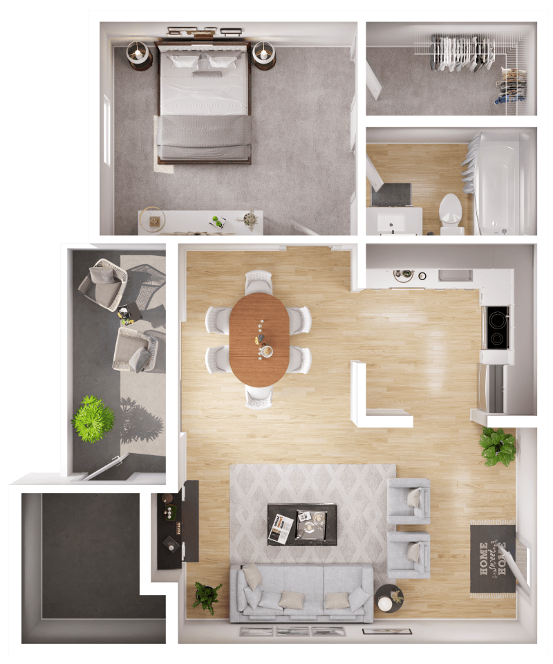 Floor plan layout diagram for 1B Renovation 2